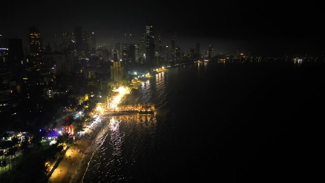 Chaitya bhoomi Dr. Babasaheb Ambedkar Smarak wide night top view mumbai