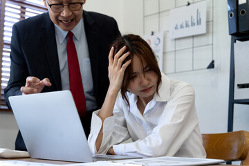asian manager boss angry to employees