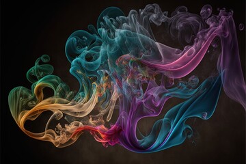 Obraz premium Colorful smoke, abstract background, wallpaper. Color bomb. Printable image. High quality. Generative AI