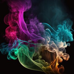 Obraz premium Colorful smoke, abstract background, wallpaper. Color bomb. Printable image. High quality. Generative AI