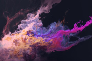 Obraz premium Colorful smoke, abstract background, wallpaper. Color bomb. Printable image. High quality. Generative AI