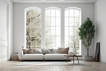 cozy living room with natural lighting and modern furniture created with Generative AI technology