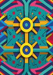 Abstract geometric background design with neon Tosca color theme for various uses such as background, wallpaper, wall decoration, backdrop, ornament, cover, web design, template, book cover. Create a 