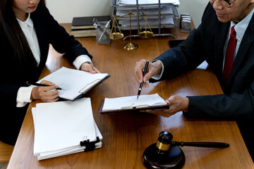 Lawyer manager elaborating on corporate legal