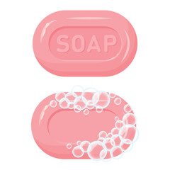 Vector image of soap. Hygiene items and baths. The concept of cleanliness and self-care. Beautiful elements for your design.