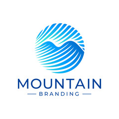 Modern gradient abstract mountain peak circle logo design