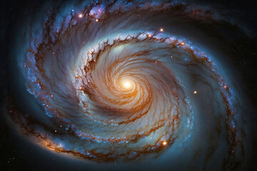 the vortex and arms of a galaxy with many stars created with Generative AI technology