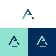A simple and elegant Letter A logo, in a beautiful light blue and dark blue gradient color. suitable for strengthening your business identity