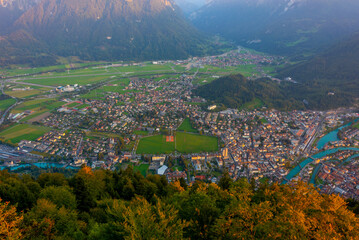 Sunset panorama view of Interlaken, Switzerland