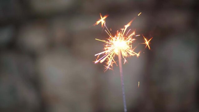 Sparkling firework at twilight in the evening. Celebrating holiday