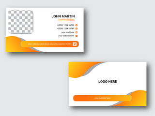 Yellow, gray and white modern creative business card and name card design, horizontal simple clean template.