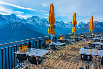 Bernese Alps from a restaurant at Schynige Platte in Switzerland