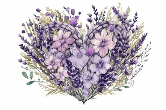 heart-shaped bouquet of flowers created with Generative AI technology