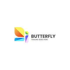 Fototapeta na wymiar Vector Logo Illustration Butterfly Gradient Colorful Style.