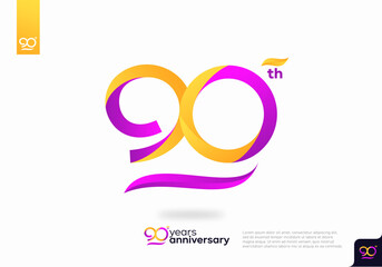 Fototapeta na wymiar Number 90 logo icon design, 90th birthday logo number, 90th anniversary.