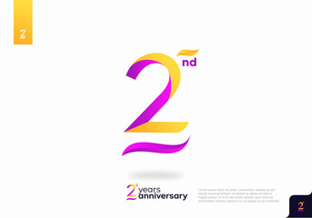 Number 2 logo icon design, 2nd birthday logo number, 2nd anniversary.