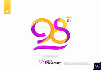 Number 98 logo icon design, 98th birthday logo number, 98th anniversary. - obrazy, fototapety, plakaty
