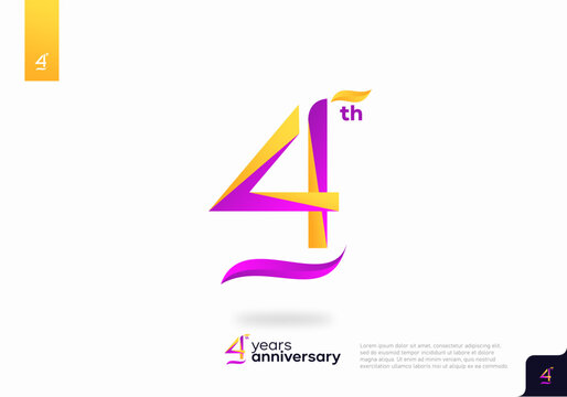 Number 4 logo icon design, 4th birthday logo number, 4th anniversary.