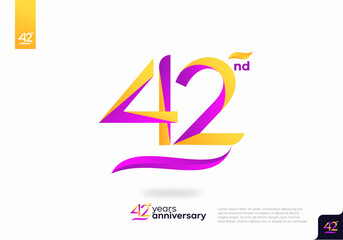 Number 42 logo icon design, 42nd birthday logo number, 42nd anniversary.