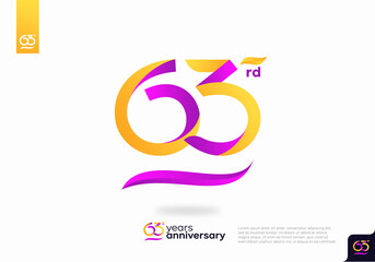Number 63rd logo icon design, 63rd birthday logo number, 63rd anniversary.