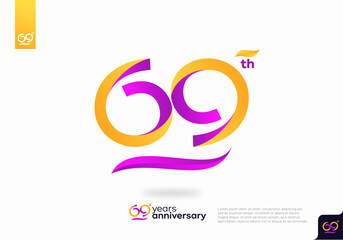 Number 69 logo icon design, 69th birthday logo number, 69th anniversary.