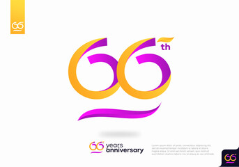 Number 66 logo icon design, 66th birthday logo number, 66th anniversary. - obrazy, fototapety, plakaty