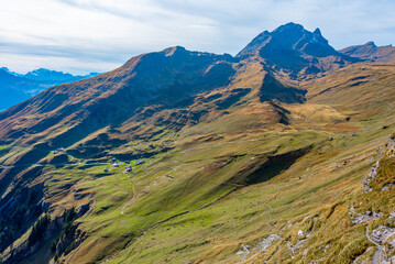 Panorama of the Alps over Grindelwald village in Switzerland