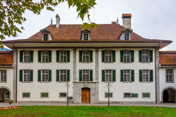 Interlaken Castle in Switzerland during a cloudy day