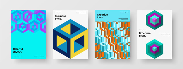 Trendy cover vector design illustration composition. Original mosaic hexagons brochure template set.