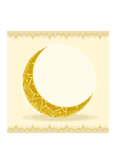 Editable Patterned Gold Crescent Moon Vector Illustration for Islamic Holy Moment Design Concept