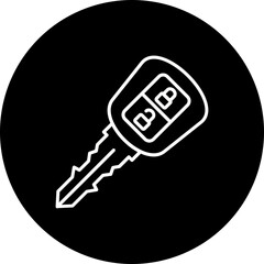 Car Key Line Inverted Icon