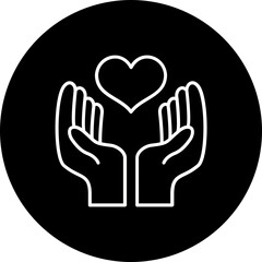 Hand With Heart Line Inverted Icon