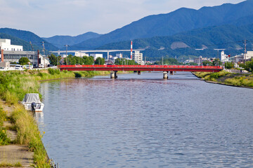 Fototapeta na wymiar Shono river in Tsuruga city, Fukui prefecture, Japan.