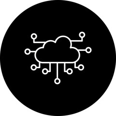 Cloud Computing Line Inverted Icon