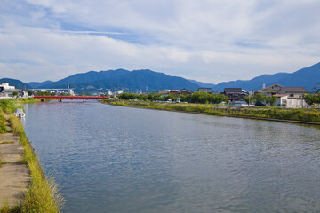 Fototapeta premium Shono river in Tsuruga city, Fukui prefecture, Japan.