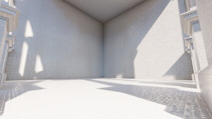 alone in empty backroom 3d render liminal space