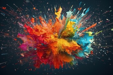 vibrant paint explosion on a dark background created with Generative AI technology
