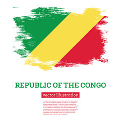 Republic of the Congo Flag with Brush Strokes. Independence Day.