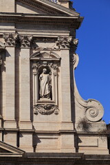 Santa Susanna alle Terme di Diocleziano Facade Detail with Statue of Saint Gabinius in Rome, Italy