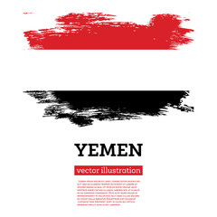 Yemen Flag with Brush Strokes. Independence Day.