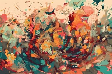 vibrant and colorful floral painting created with Generative AI technology