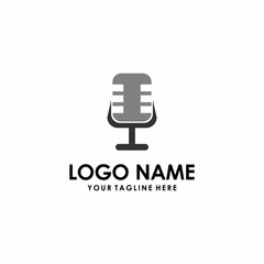 microphone logo illustration vector illustration in black