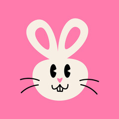 Cute Hand Drawn White Bunny Vector Illustration