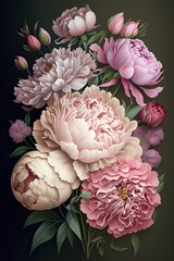 A beautiful bouquet of peonies in shades of pink Generative AI 2