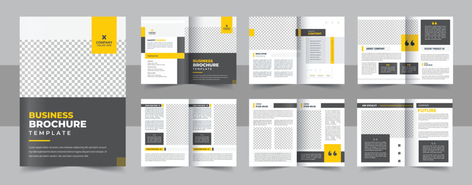 Business brochure template layout design, Brochure creative design, Multipurpose template with cover, back and inside pages, Trendy minimalist flat geometric design