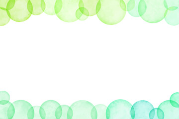 水彩風　グリーン系のドットのフレーム素材ベクターイラスト上下セット