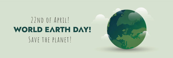 World earth day. Happy world earth day 2023 banner with earth planet sign. earth day awareness banner, save the planet. Together we can protect our planet. vector illustration. Earth Day Post