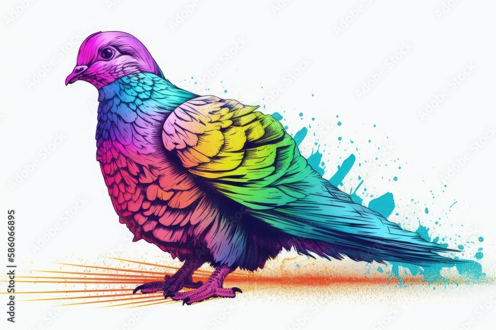Poster vibrant bird perched on a blank background created with generative ai technology