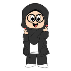 cute girl hijab cartoon illustration