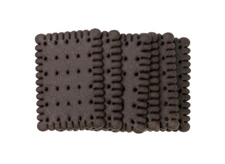 Chocolate Biscuit Isolated, Black Quadratic Cookie, Dark Soft Biscuits, Square Butter Cookies, Cocoa Crackers